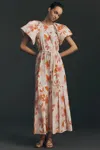 De Loreta Short-sleeve Maxi Dress In Multi