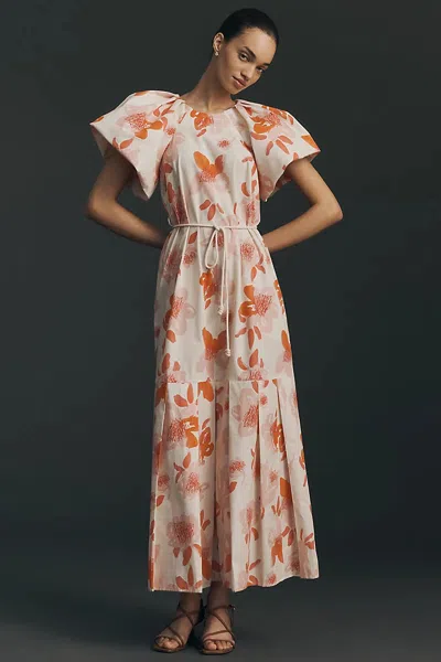 DE LORETA SHORT-SLEEVE MAXI DRESS