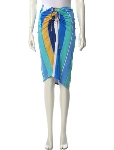 Pre-owned De Loreta Striped Knee-length Skirt In Blue