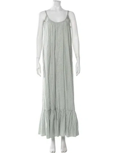 Pre-owned De Loreta Striped Long Dress In Green