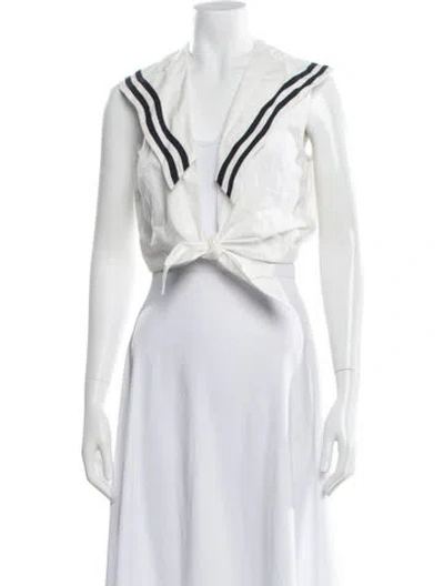 Pre-owned De Loreta Striped Sleeveless Top In White