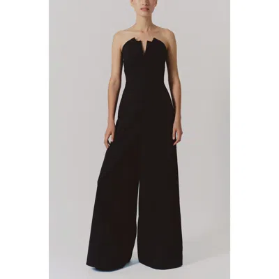 De Loreta Tabio Strapless Cotton Jumpsuit In Black