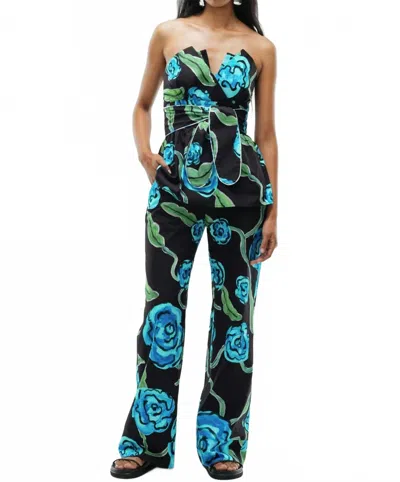 De Loreta Tulia Pants In Petrona Print In Blue