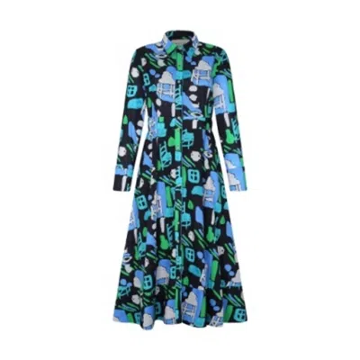 De Loreta Ucayali Dress In Arcilla Azul In Multi