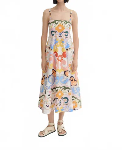 De Loreta Veracruz Midi Dress In Rambutan In Multi