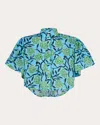 De Loreta Women's Daniela Floral Cotton Voile High-low Cropped Blouse In Amelia