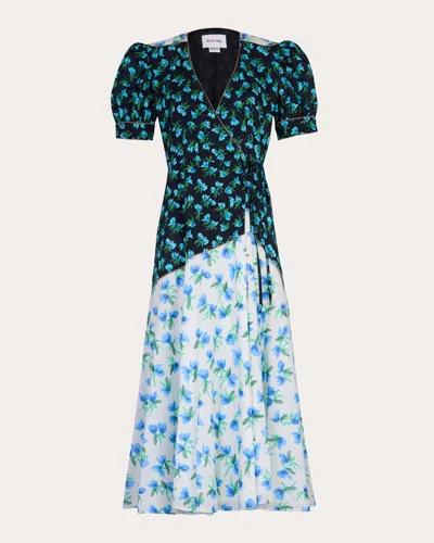 DE LORETA WOMEN'S LUISA FLORAL COTTON VOILE PUFF-SLEEVE MIDI DRESS
