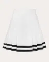 De Loreta Zinia Cotton Pleated Miniskirt In White/navy