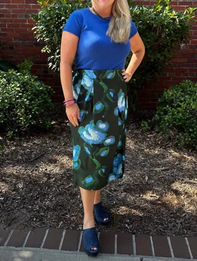 De Loreta Yuzu Skirt In Recuerdos Verde In Blue