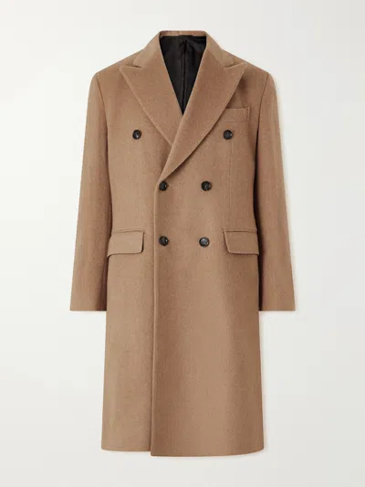 De Petrillo Double-breasted Camel Hair Coat In Brown
