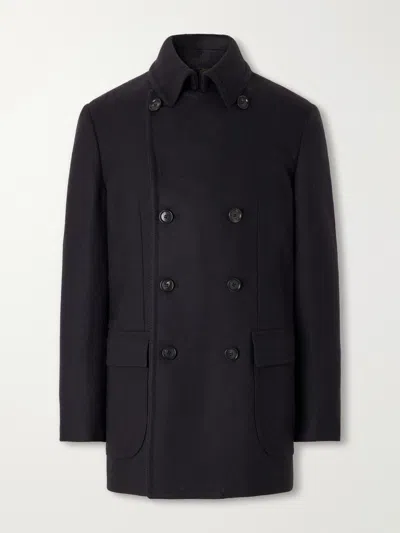 De Petrillo Double-breasted Virgin Wool Coat In Black
