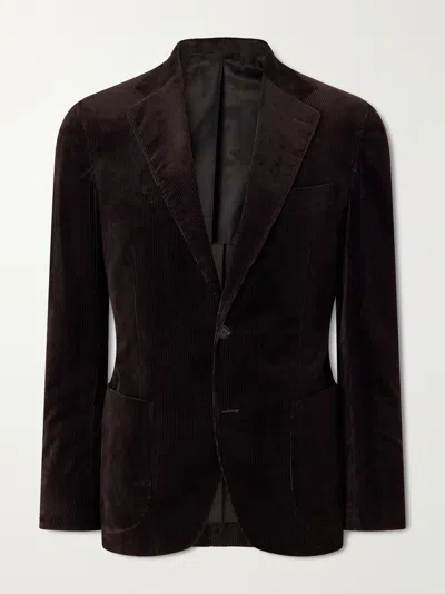 De Petrillo Forcella Cotton-blend Corduroy Suit Jacket In Brown