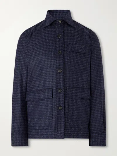 De Petrillo Houndstooth Virgin Wool Overshirt In Multi