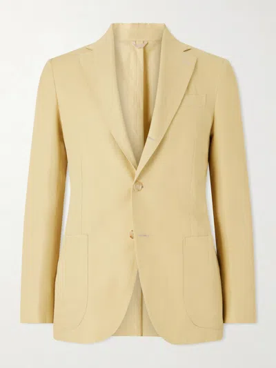 De Petrillo Linen And Cotton-blend Blazer In Brown