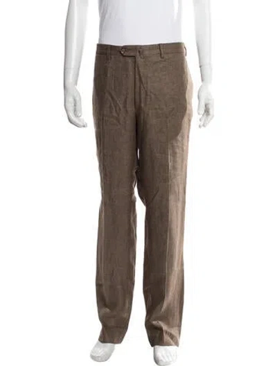 Pre-owned De Petrillo Linen Dress Pants In Brown