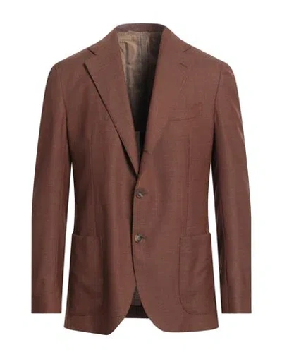 De Petrillo Man Blazer Brown Size 40 Virgin Wool