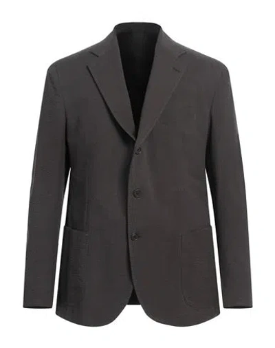 De Petrillo Man Blazer Dark Brown Size 44 Cotton