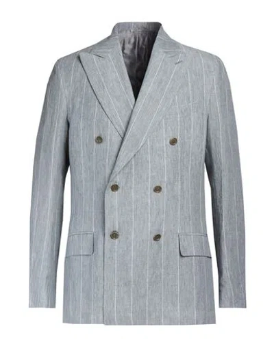 De Petrillo Man Blazer Grey Size 42 Linen In Gray