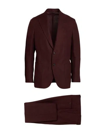De Petrillo Man Suit Brick Size 42 Linen In Red