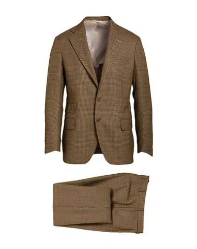 De Petrillo Man Suit Camel Size 44 Virgin Wool In Brown