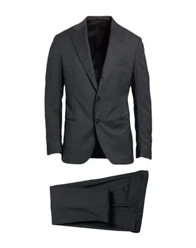 De Petrillo Man Suit Charcoal Size 38 Virgin Wool, Elastane In Grey