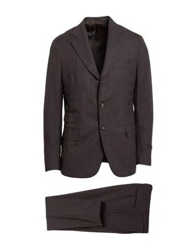 De Petrillo Man Suit Dark Brown Size 42 Virgin Wool
