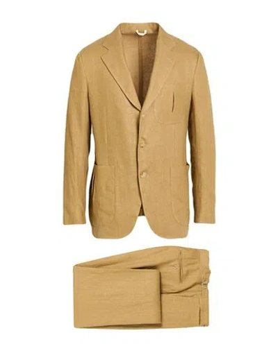 De Petrillo Man Suit Mustard Size 40 Linen In Brown