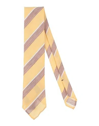 De Petrillo Man Ties & Bow Ties Yellow Size - Linen, Silk