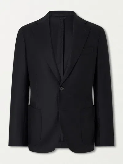 De Petrillo Posillipo Wool And Cashmere-blend Twill Suit Jacket In Black