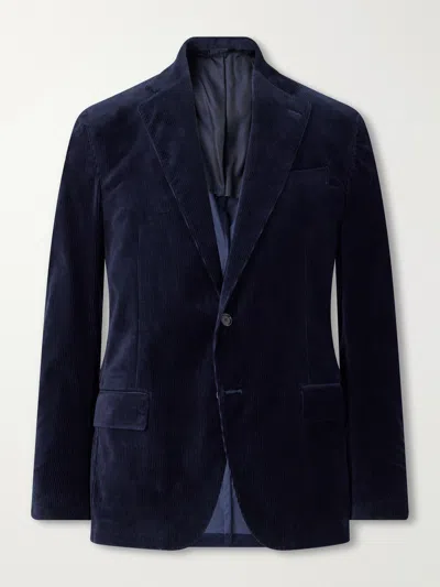 De Petrillo Riviera Cotton-blend Corduroy Blazer In Blue