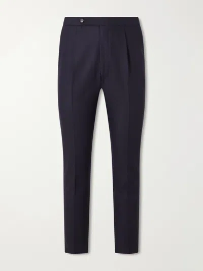 De Petrillo Straight-leg Pleated Virgin Wool Trousers In Blue