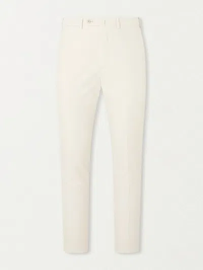 De Petrillo Tapered Cotton And Silk-blend Twill Trousers In Neutral