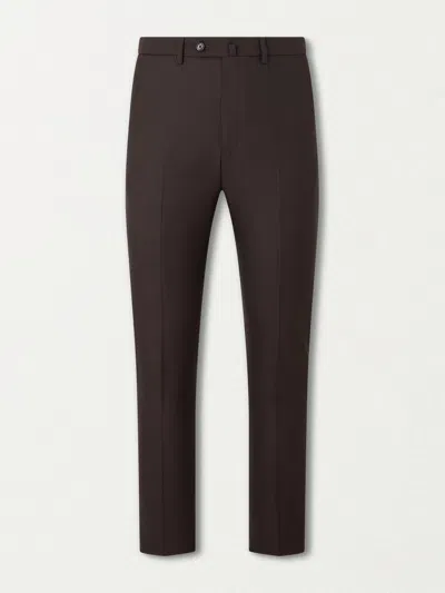De Petrillo Tapered Virgin Wool Suit Trousers In Brown