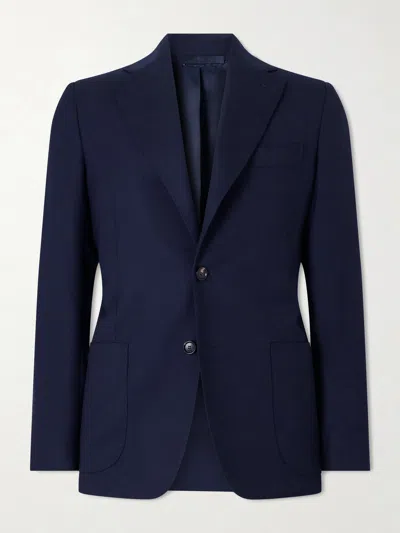 De Petrillo Wool-hopsack Blazer In Blue