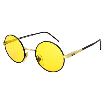 Pre-owned De Rigo Sting Round Vintage Sunglasses, Italy In Yellow