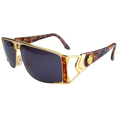 Pre-owned De Rigo Von Furstenberg Gold Aviator Sunglasses 80s In Black