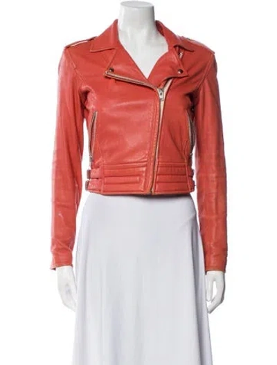 Pre-owned Dé Rococo Biker Jacket In Orange