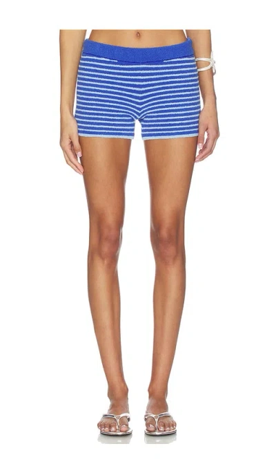 Dé Rococo Boucle Micro Mini Shorts In Blue