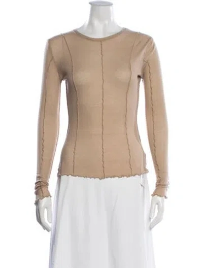 Pre-owned Dé Rococo Crew Neck Long Sleeve Top In Neutrals