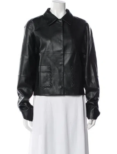 Pre-owned Dé Rococo Faux Leather Biker Jacket W/ Tags In Black