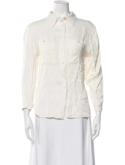 Pre-owned Dé Rococo Long Sleeve Button-up Top In Neutrals