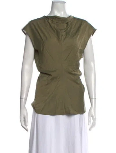 Pre-owned Dé Rococo Mock Neck Sleeveless Top In Green