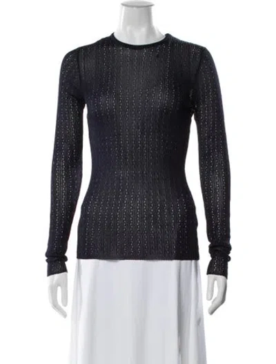 Pre-owned Dé Rococo Patterned Crew Neck Sweater In Blue