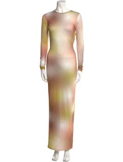 Pre-owned Dé Rococo Printed Long Dress W/ Tags In Yellow