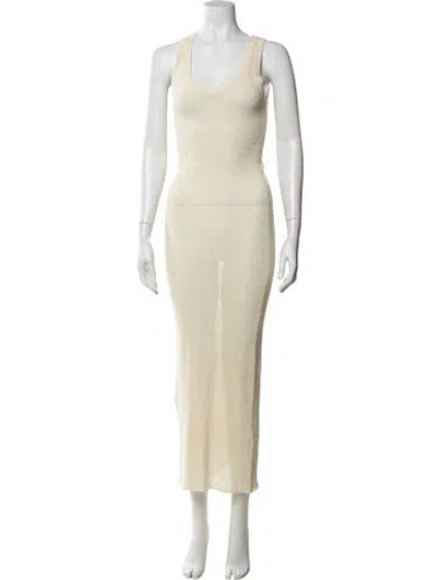 Pre-owned Dé Rococo Scoop Neck Long Dress In Neutrals