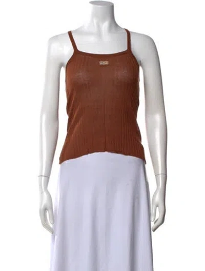 Pre-owned Dé Rococo Scoop Neck Sleeveless Top In Brown