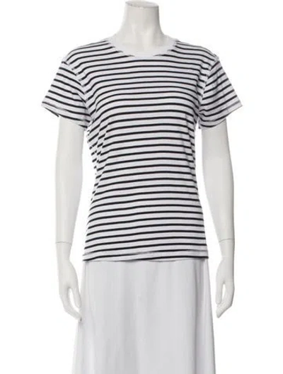 Pre-owned Dé Rococo Striped Crew Neck T-shirt In White