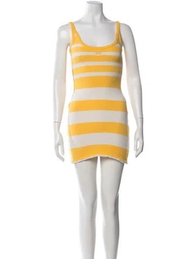 Pre-owned Dé Rococo Striped Mini Dress In Yellow