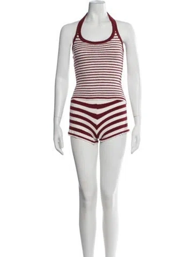 Pre-owned Dé Rococo Striped Short Set In Red
