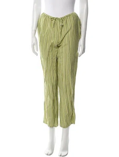 Pre-owned Dé Rococo Striped Straight Leg Pants In Green